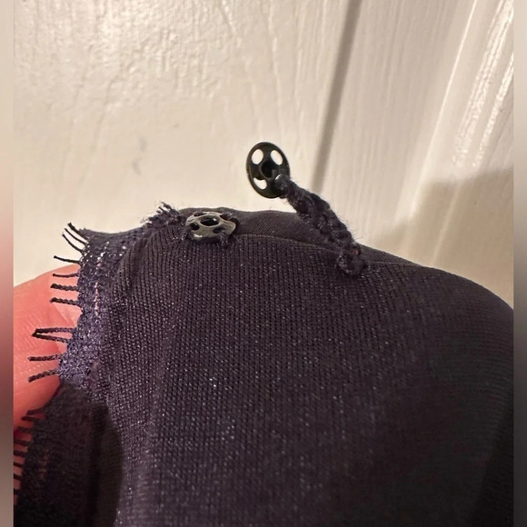 ADRIANNA PAPELL EVENING Anthropologie Navy Lace Overlay Back Zip 8 Square Neck - Picture 16 of 16